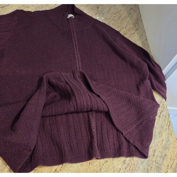 New! COVINGTON Sz 2X Sweater Zip Mock Neck Embroidered Flower Cuff Wool Blend - Picture 6 of 15